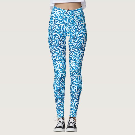 William Morris Willow Bough, Cobalt Blue & White レギンス (正面)