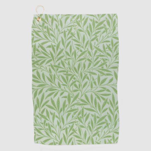 William Morris Willow Flower Classic Green ゴルフタオル (正面)