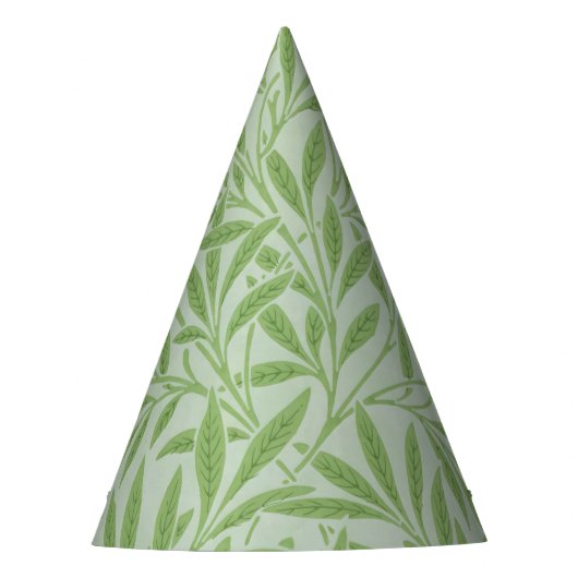 William Morris Willow Flower Classic Green パーティーハット (正面)