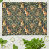 William Morris Woodland Floral Rabbits Christmas キッチンタオル (折り畳み)