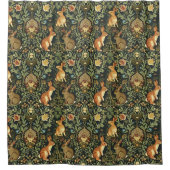 William Morris Woodland Floral Rabbits Christmas シャワーカーテン (正面)