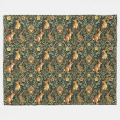 William Morris Woodland Floral Rabbits Christmas フリースブランケット (正面(横))