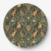 William Morris Woodland Floral Rabbits Christmas ペーパープレート (正面)