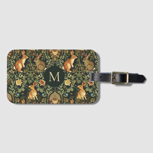 William Morris Woodland Floral Rabbits Christmas ラゲッジタグ (正面横)