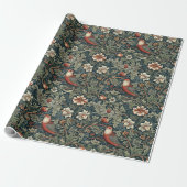 William Morris Woodland Florals Birds Christmas ラッピングペーパー (アンロールド)