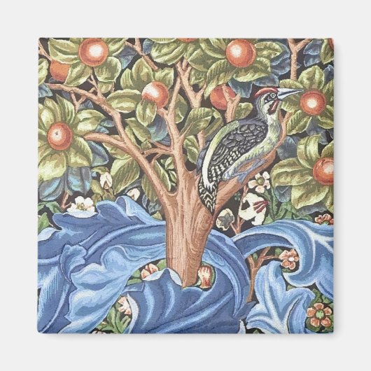 William Morris Woodpecker Tapestryフローラヴィンテージ マグネット (正面)