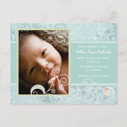 William Reneeの誕生のお知らせ 案内ポストカード (正面)