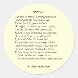 William ShakespeareによるSonnet # 14 ラウンドシール