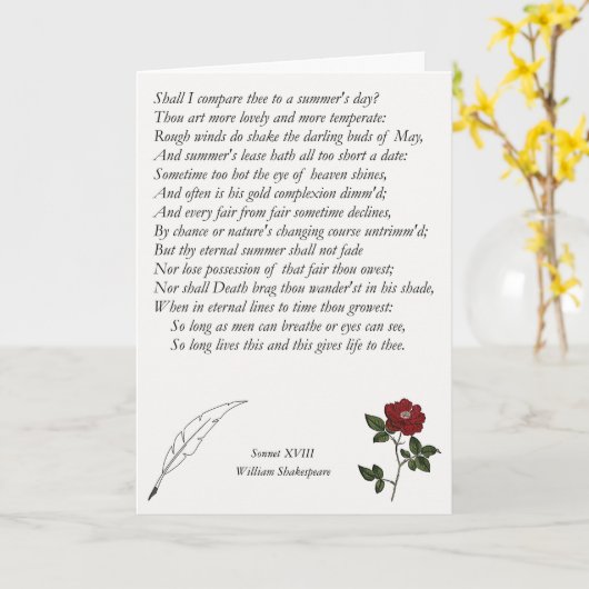 William ShakespeareによるSonnet#18 カード (黄色い花)