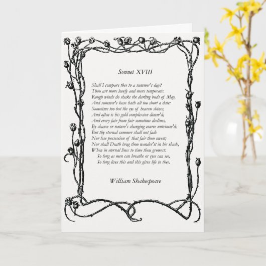 William ShakespeareによるSonnet#18 カード (黄色い花)