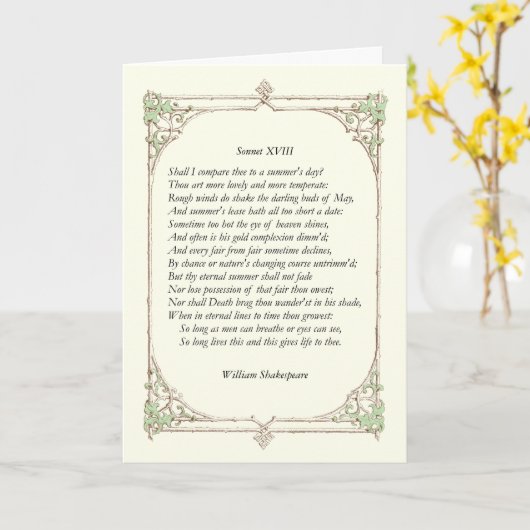 William ShakespeareによるSonnet#18 カード (黄色い花)