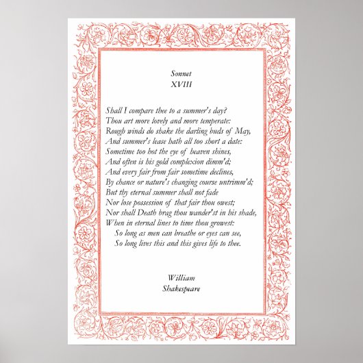 William ShakespeareによるSonnet#18 ポスター (正面)