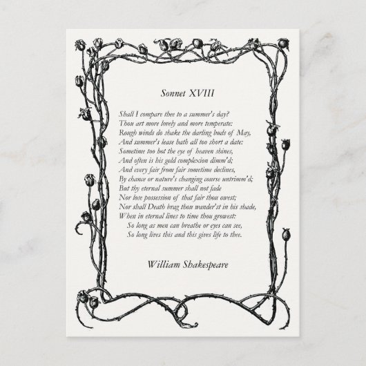 William ShakespeareによるSonnet#18 ポストカード (正面)