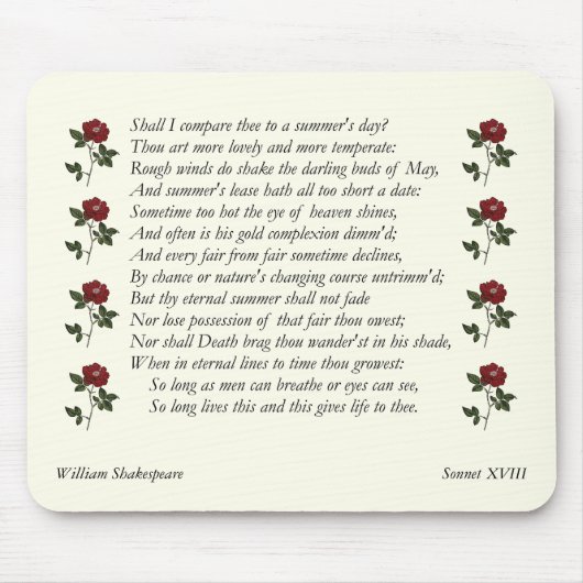 William ShakespeareによるSonnet#18 マウスパッド (正面)