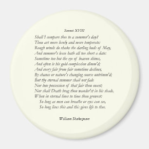 William ShakespeareによるSonnet#18 マグネット