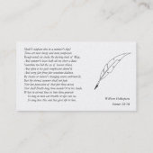 William ShakespeareによるSonnet#18 名刺 (裏面)
