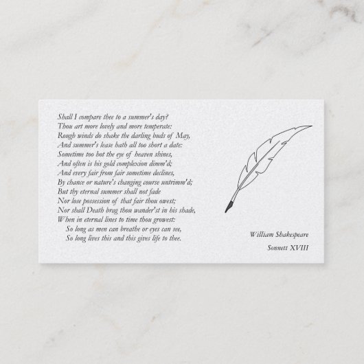 William ShakespeareによるSonnet#18 名刺 (裏面)