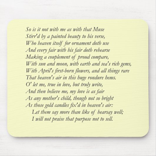 William ShakespeareによるSonnet # 21 マウスパッド (正面)