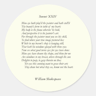 William ShakespeareによるSonnet # 24 ラウンドシール