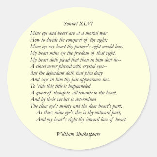 William ShakespeareによるSonnet # 46 ラウンドシール
