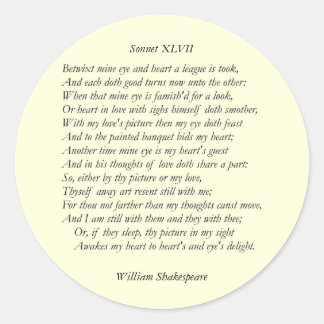 William ShakespeareによるSonnet # 47 ラウンドシール