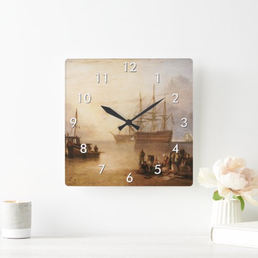 William Turner – 太陽が蒸気で沈む スクエア壁時計 (ホーム)