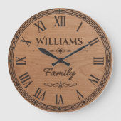 Williams Family Wall Clock – Wooden Style Decor ラージ壁時計 (正面)