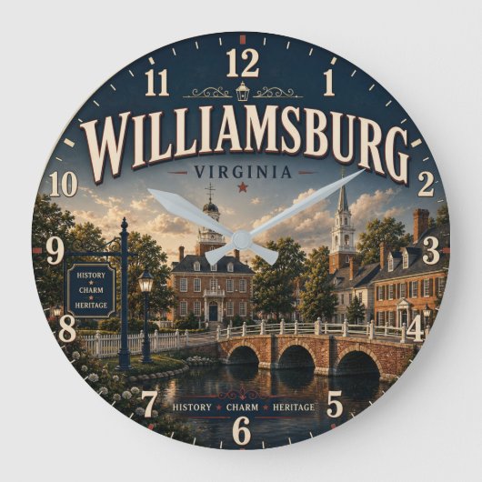 Williamsburg Virginia ラージ壁時計 (正面)