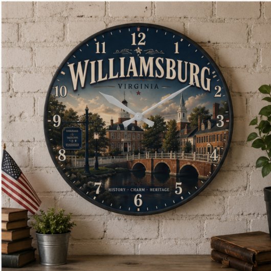 Williamsburg Virginia ラージ壁時計