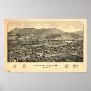 Williamstownの固まり。 1889旧式なパノラマ式の地図 ポスター