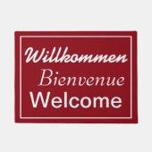 Willkommen Bienvenueへようこそ多言語の書式 ドアマット (正面)