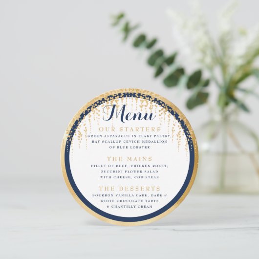 Willow モダン Tree Navy金ゴールド結婚の独身の側面 メニュー (スタンド正面)