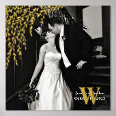 Willow Branch Wedding Custom Photo and Text  箔ポスター (正面)