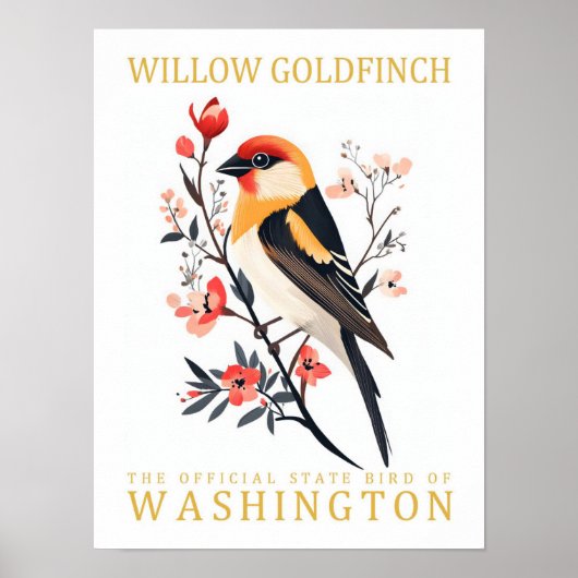 Willow Goldfinch Bird of Washington Travel ポスター (正面)