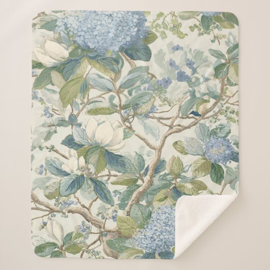 Willow Little Magnolia Wallpaper Floral Coastal シェルパブランケット (正面)