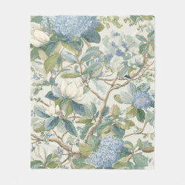 Willow Little Magnolia Wallpaper Floral Coastal  フリースブランケット