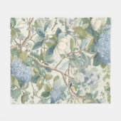 Willow Little Magnolia Wallpaper Floral Coastal  フリースブランケット (正面(横))