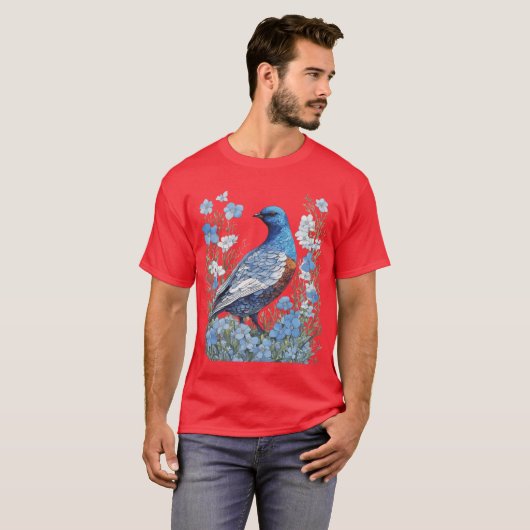 Willow Ptarmigan Grouse And ForgetMeNots Tシャツ (正面フル)