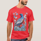 Willow Ptarmigan Grouse And ForgetMeNots Tシャツ (正面)