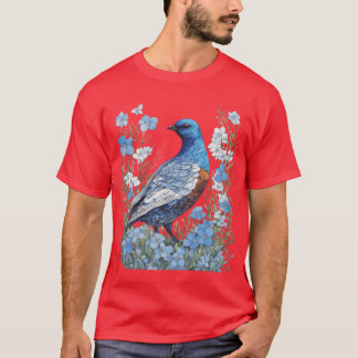 Willow Ptarmigan Grouse And ForgetMeNots Tシャツ