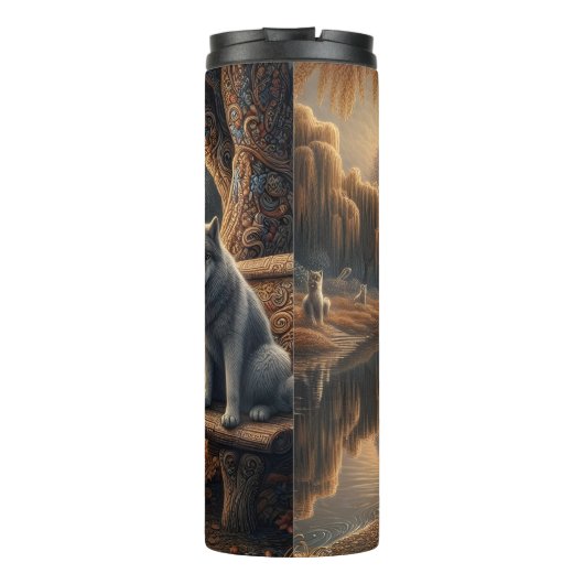 Willow Reflection:女性と狼。 タンブラー (裏面)