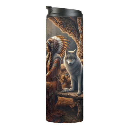 Willow Reflection：女性と狼。 タンブラー (回転右)