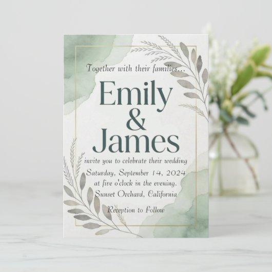 Willow Sage Wedding Invitation 招待状 (スタンド正面)