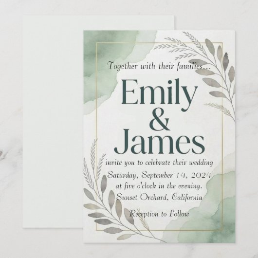Willow Sage Wedding Invitation 招待状 (正面/裏面)