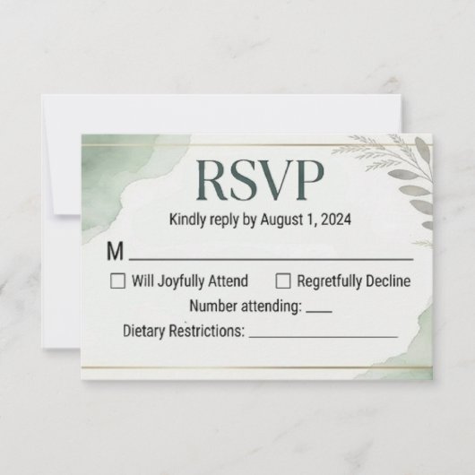Willow Sage Wedding Response Cards 出欠カード (正面)