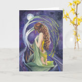 Willow, The Moon and Night Blank Greeting Card カード (黄色い花)
