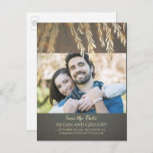 Willow Tree金ゴールドヴィンテージ写真Save the Date 案内ポストカード (正面/裏面)