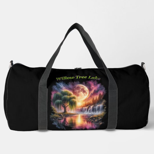 Willow Tree Lake Moonlit Falls ダッフルバッグ (正面)