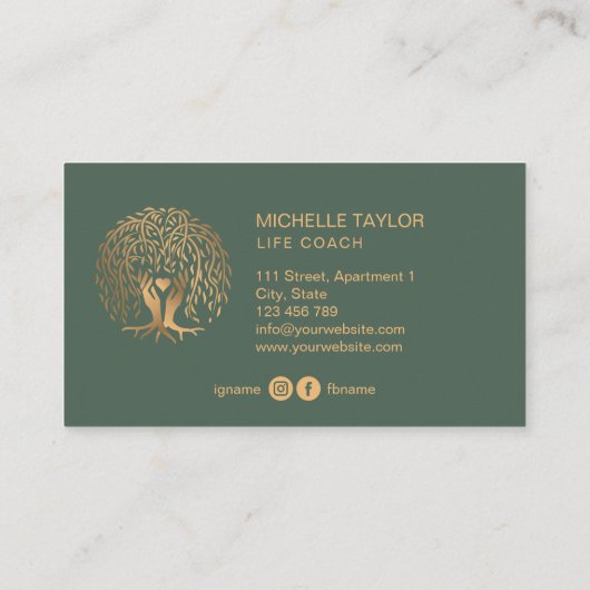 Willow Tree of Life Coach、セラピー、心理学者B 名刺 (裏面)