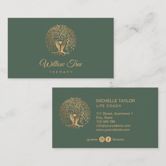 Willow Tree of Life Coach、セラピー、心理学者B 名刺 (正面/裏面)